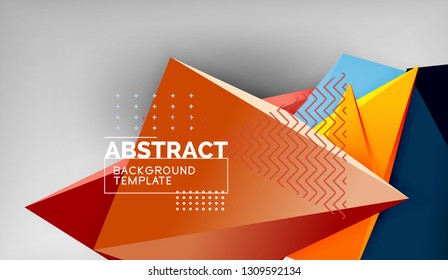 Abstract color triangles geometric background. Mosaic triangular low poly style. Vector illustration