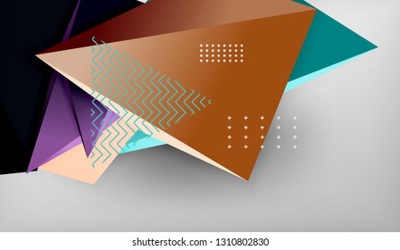 Abstract color triangles geometric background. Mosaic triangular low poly style. Vector illustration