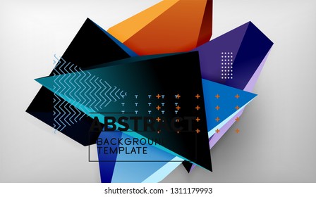 Abstract color triangles geometric background. Mosaic triangular low poly style. Vector illustration