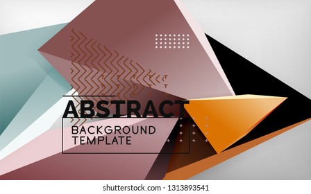 Abstract color triangles geometric background. Mosaic triangular low poly style. Vector illustration