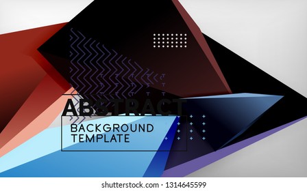 Abstract color triangles geometric background. Mosaic triangular low poly style. Vector illustration