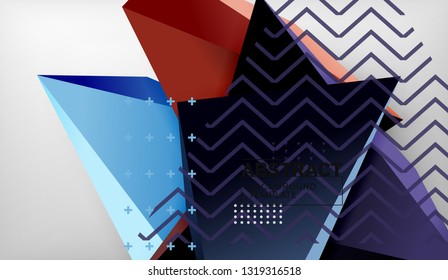 Abstract color triangles geometric background. Mosaic triangular low poly style. Vector illustration