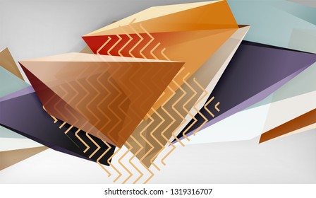 Abstract color triangles geometric background. Mosaic triangular low poly style. Vector illustration