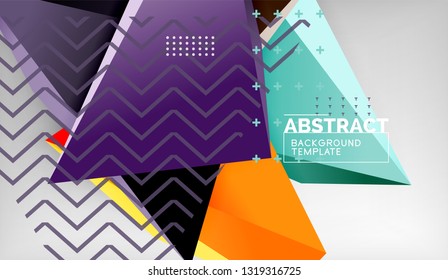 Abstract color triangles geometric background. Mosaic triangular low poly style. Vector illustration