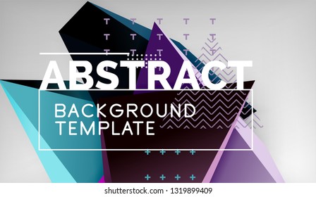 Abstract color triangles geometric background. Mosaic triangular low poly style. Vector illustration