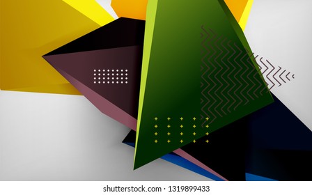 Abstract color triangles geometric background. Mosaic triangular low poly style. Vector illustration