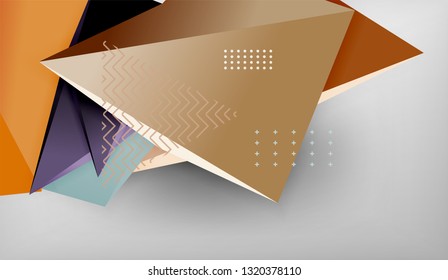 Abstract color triangles geometric background. Mosaic triangular low poly style. Vector illustration