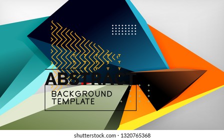 Abstract color triangles geometric background. Mosaic triangular low poly style. Vector illustration