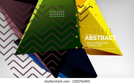 Abstract color triangles geometric background. Mosaic triangular low poly style. Vector illustration