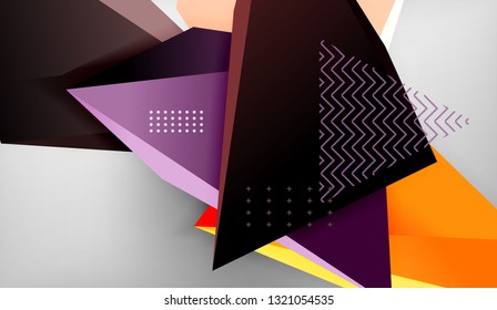 Abstract color triangles geometric background. Mosaic triangular low poly style. Vector illustration