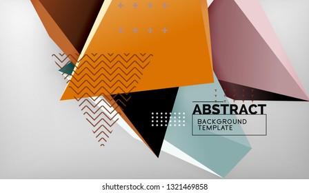 Abstract color triangles geometric background. Mosaic triangular low poly style. Vector illustration
