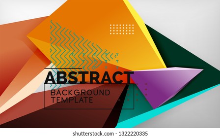 Abstract color triangles geometric background. Mosaic triangular low poly style. Vector illustration