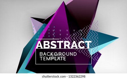 Abstract color triangles geometric background. Mosaic triangular low poly style. Vector illustration