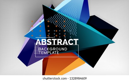 Abstract color triangles geometric background. Mosaic triangular low poly style. Vector illustration