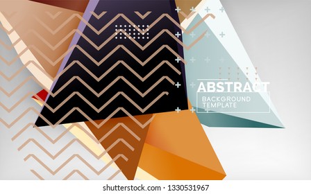Abstract color triangles geometric background. Mosaic triangular low poly style. Vector illustration