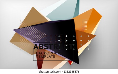 Abstract color triangles geometric background. Mosaic triangular low poly style. Vector illustration