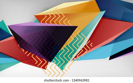 Abstract color triangles geometric background. Mosaic triangular low poly style. Vector illustration