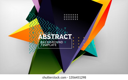 Abstract color triangles geometric background. Mosaic triangular low poly style. Vector illustration