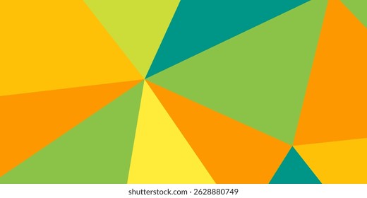 Abstract color triangles geometric background with turquoise, pastel orange and aqua marine colors for poster, cards, wallpaper or texture.