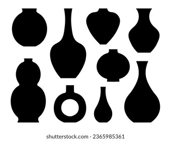 Abstract color vase collection,Set of different color vase, trendy vector vases	
