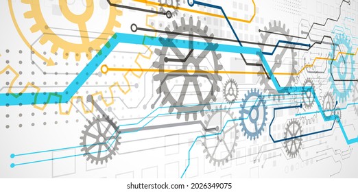 El fondo del vector de color abstracto sobre un tema tecnológico se crea utilizando muchos elementos técnicos diferentes. Concepto de red global.