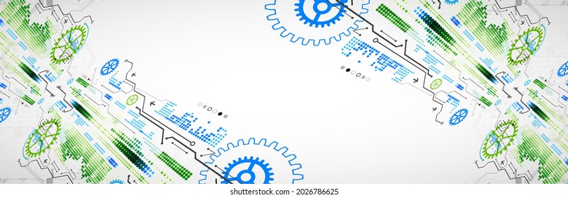 El fondo del vector de color abstracto sobre un tema tecnológico se crea utilizando muchos elementos técnicos diferentes. Concepto de red global.