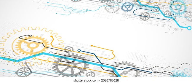 El fondo del vector de color abstracto sobre un tema tecnológico se crea utilizando muchos elementos técnicos diferentes. Concepto de red global.