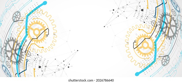 Abstract color vector background on a technological theme is created using many different technical elements. Global network concept.