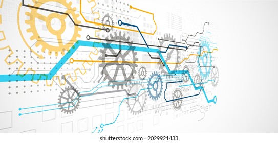 Abstract color vector background on a technological theme is created using many different technical elements. Global network concept.