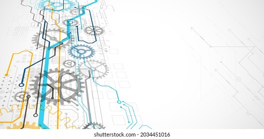 Abstract color vector background on a technological theme is created using many different technical elements. Global network concept.