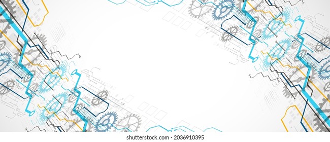 El fondo del vector de color abstracto sobre un tema tecnológico se crea utilizando muchos elementos técnicos diferentes. Concepto de red global.