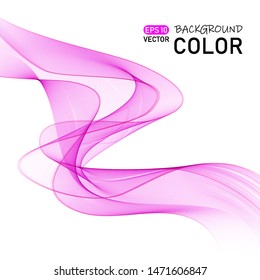 Abstract color vector background. Transparent flying light pink waves.
