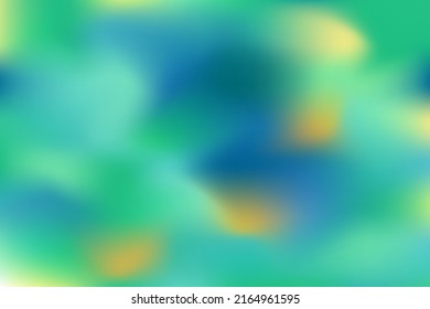 Abstract color vector banner. Blurred gradient background. Blue, yellow, green smooth spots. Liquid stains. Summer, spring, jungle vibe. Neutral banner with place for your text. Vector illustration