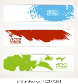 Abstract color vector handdrawn by brush banner set