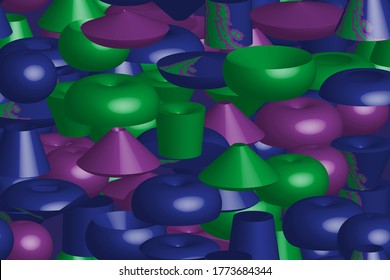 Abstract Color Volume Shapes 3D Illustration Pattern