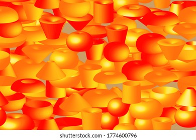 Abstract Color Volume Shapes 3D Illustration Pattern