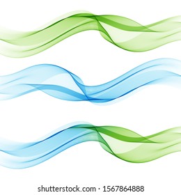 
Abstract color wave design element. Blue and green color wave set
