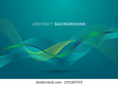 Abstract color wave design element. Green and Blue wave.