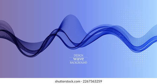 Abstract color wave design element. Blue wave.