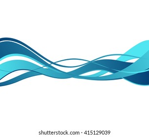 Abstract color wave design element. Blue wave. Blue lines