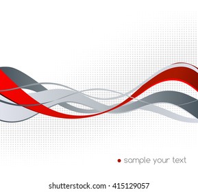 Abstract color wave design element. Red and gray wave
