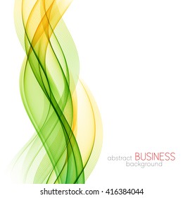 Abstract color wave design element. Yellow and green wave