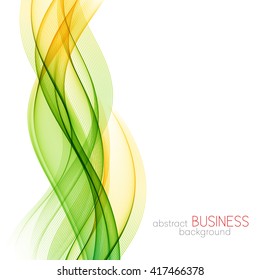 Abstract color wave design element. Yellow and green wave.