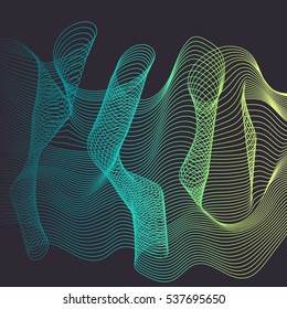 Abstract color wave design element. Colorful vector background. Blended gradient lines.