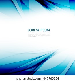 Abstract color wave design element with lighting effect. Blue wave.