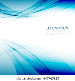 Abstract color wave design element with lighting effect. Blue wave.