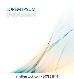 Abstract color wave design element with orange lighting effect. Blue wave.