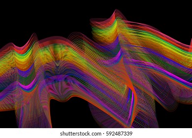 abstract color wave lines wavy, for brochure and website design on black background. vector illustration