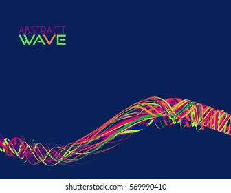 Abstract color wave. Pattern with wavy thin color strips. Simple vector graphic design