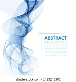 Abstract color wave vector background. Smoke design. Dynamic vector lines. Blue background for your design.